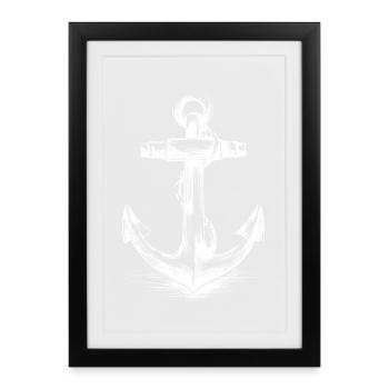 Anchor Emblem Vintage Nautical - Framed poster (27 × 37 cm) - black - Front