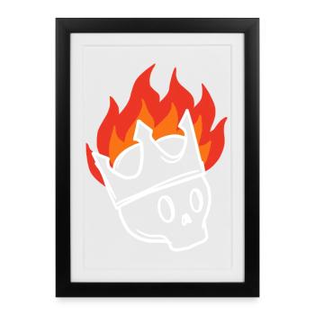 Flaming Crown Skull Edgy Skeleton King - Framed poster (27 × 37 cm) - black - Front
