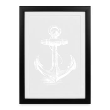 Croquis de l’ancre nautique - Affiche encadrée (27 × 37 cm) - noir - Devant