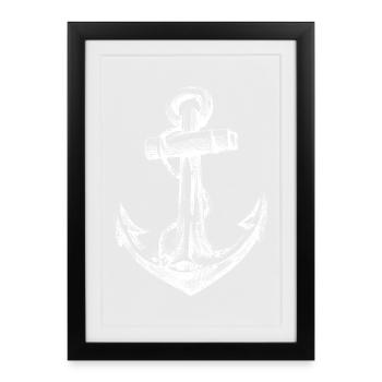 Anchor Vintage Distress Print - Framed poster (27 × 37 cm) - black - Front