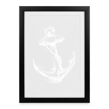 Anchor Lens Nautical Camera Tee - Framed poster (27 × 37 cm) - black - Front