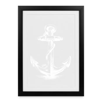 Anchor Silhouette on Black Canvas - Framed poster (27 × 37 cm) - black - Front