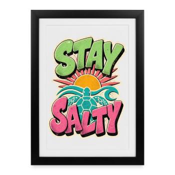 Stay Salty Surf Retro - Framed poster (27 × 37 cm) - black - Front