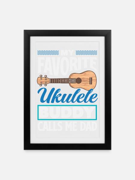 Lustiges Ukulele Designs Und Sprüche - Gerahmtes Poster (27 × 37 cm) - Schwarz