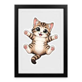 Chat aux pattes tendues - Affiche encadrée (27 × 37 cm) - noir - Devant