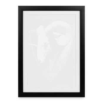 Ram's head in the coat of arms - Framed poster (27 × 37 cm) - black - Front