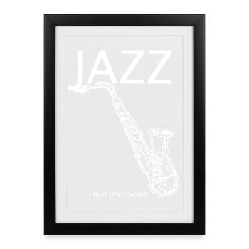 Jazz Style Saxophon - Gerahmtes Poster (27 × 37 cm) - Schwarz - Vorne