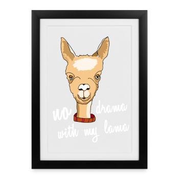 lama aucun drame visage de chameau alpaga disant comique mignon - Affiche encadrée (27 × 37 cm) - noir - Devant