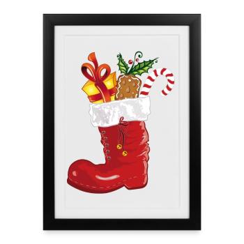 Nicholas boot avec des bonbons. - Affiche encadrée (27 × 37 cm) - noir - Devant