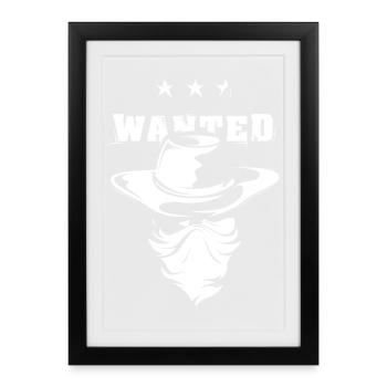 Wanted Cowboy Bandit Gangster symbole icône Logo - Affiche encadrée (27 × 37 cm) - noir - Devant