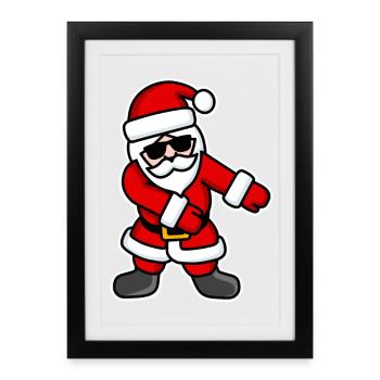 Floss dance Flossing cool Père Noël - Affiche encadrée (27 × 37 cm) - noir - Devant