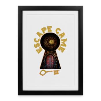 ESCAPE GAME SERRURRE PORTE TEMPS - Affiche encadrée (27 × 37 cm) - noir - Devant