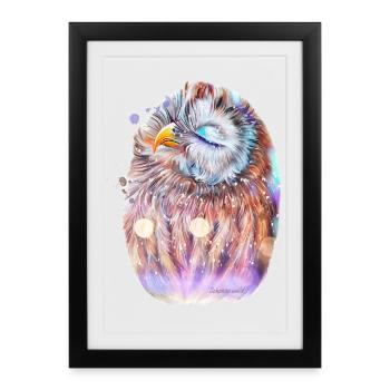 Hibou - Affiche encadrée (27 × 37 cm) - noir - Devant