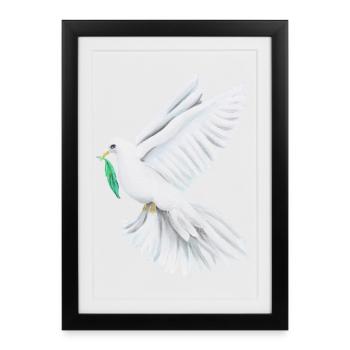 Symbole de la paix de la colombe de la paix - Sonja Ariel - Affiche encadrée (27 × 37 cm) - noir - Devant