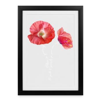 Coquelicots en été pour la fête des mères - Affiche encadrée (27 × 37 cm) - noir - Devant