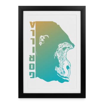Visage de gorille - Affiche encadrée (27 × 37 cm) - noir - Devant