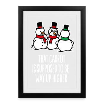 Effronté Noël Ugly Noël Bonhomme de neige Blague - Affiche encadrée (27 × 37 cm) - noir - Devant