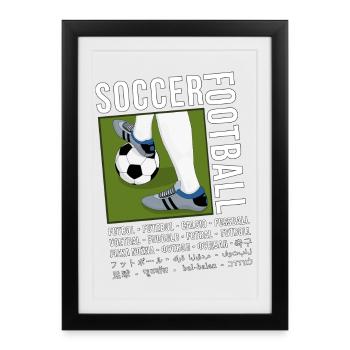 Fußball in verschiedenen Sprachen - Gerahmtes Poster (27 × 37 cm) - Schwarz - Vorne