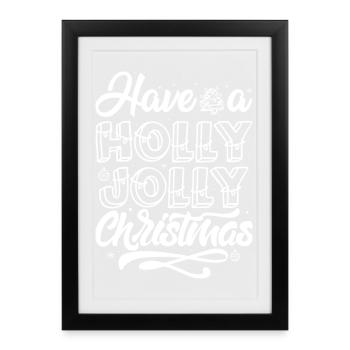 Holly Jolly Christmas Hand Lettering - Framed poster (27 × 37 cm) - black - Front
