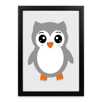 Hibou lapone - Affiche encadrée (27 × 37 cm) - noir - Devant