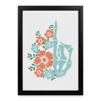 Illustration de la main d’un squelette floral - Affiche encadrée (27 × 37 cm) - noir - Devant