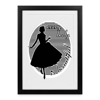 Every body is beautiful woman beauty - Framed poster (27 × 37 cm) - black - Front