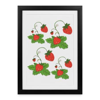 strawberry field - Framed poster (27 × 37 cm) - black - Front