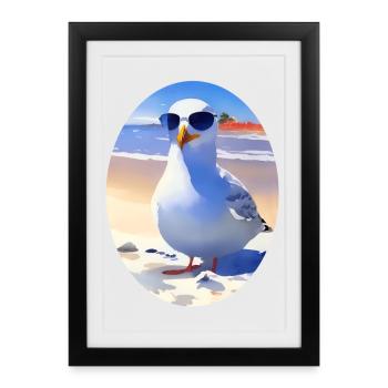 Cool seagull - Framed poster (27 × 37 cm) - black - Front