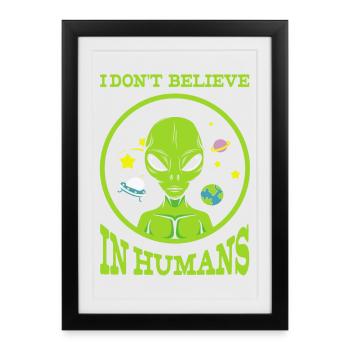 ovni, soucoupe volante, UFO - Affiche encadrée (27 × 37 cm) - noir - Devant