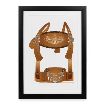 Crisp Costumes Lederhosen Illustration - Affiche encadrée (27 × 37 cm) - noir - Devant