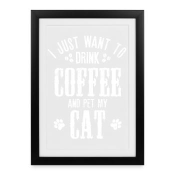 Coffee and Cat Comfort - Framed poster (27 × 37 cm) - black - Front