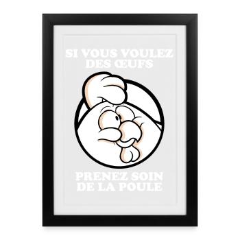 Prenez soin de la poule 2 (foncé) - Affiche encadrée (27 × 37 cm) - noir - Devant