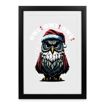 Santa Claus Owl - Framed poster (27 × 37 cm) - black - Front
