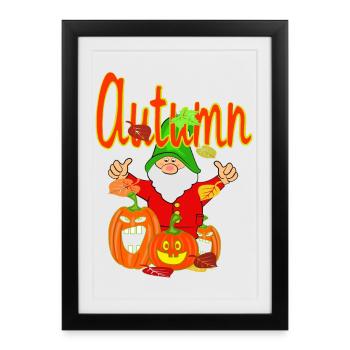 Garden magic with pumpkins in autumn - Framed poster (27 × 37 cm) - black - Front