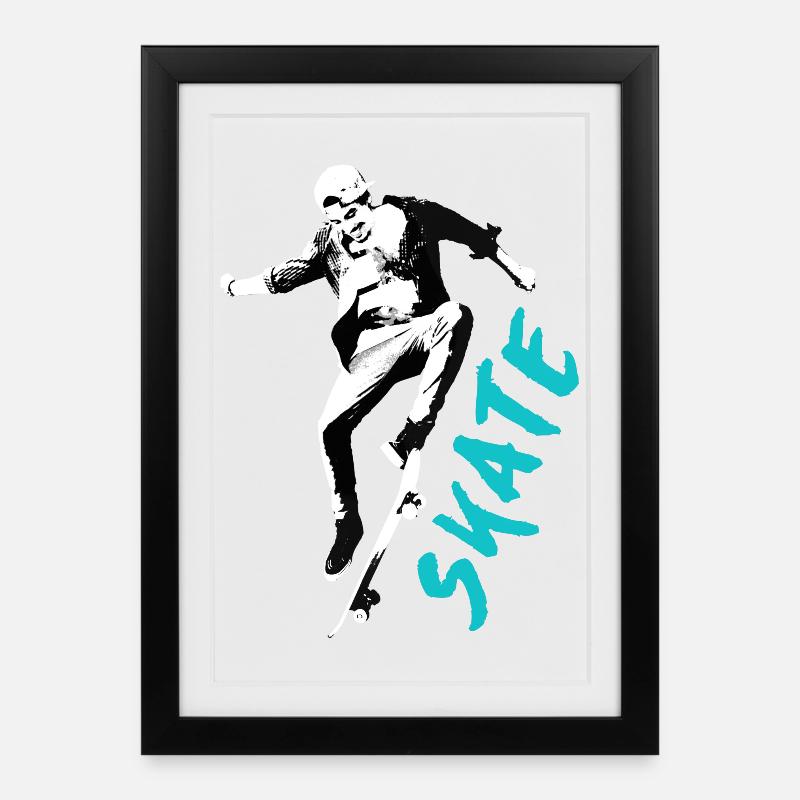 SKATE TSHIRT 2024 - Gerahmtes Poster (27 × 37 cm) - Schwarz
