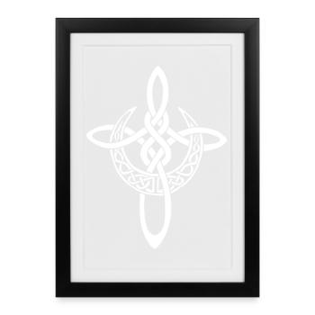 White Lunar Cross - Framed poster (27 × 37 cm) - black - Front