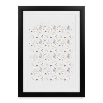 Motif florale pastel - Affiche encadrée (27 × 37 cm) - noir - Devant