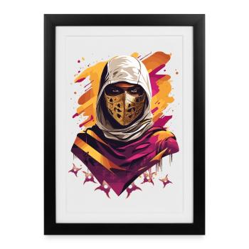 Guerrier samouraï ninja - Affiche encadrée (27 × 37 cm) - noir - Devant