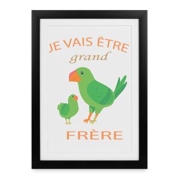 Enfant Je vais être Grand Frère 2024 Annoncer Gros - Affiche encadrée (27 × 37 cm) - noir - Devant
