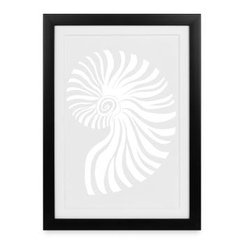 Motif Nautique Spirale Contrastée - Affiche encadrée (27 × 37 cm) - noir - Devant