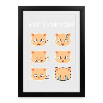Chats - Quelle est votre humeur ? - Affiche encadrée (27 × 37 cm) - noir - Devant