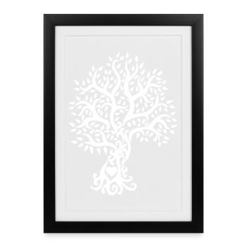 Arbre de vie au coeur de la nature blanc - Affiche encadrée (27 × 37 cm) - noir - Devant