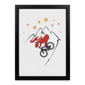 Moose MTB Descente Noël - Affiche encadrée (27 × 37 cm) - noir - Devant