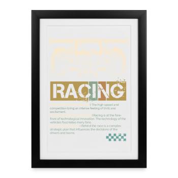 Voiture de course Rétro Tuner GT Race Symbole Logo - Affiche encadrée (27 × 37 cm) - noir - Devant