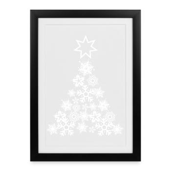 flocons de neige de Noël sapin de Noël - Affiche encadrée (27 × 37 cm) - noir - Devant