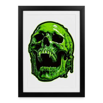 Green Vampire Skull - Framed poster (27 × 37 cm) - black - Front
