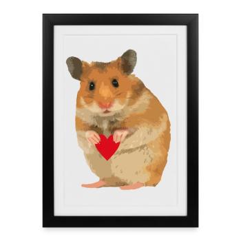 Hamster Menno with heart - Framed poster (27 × 37 cm) - black - Front