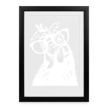 Funny Chicken with Bandana Art - Framed poster (27 × 37 cm) - black - Front