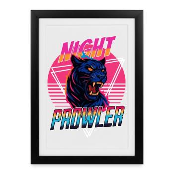 Night Prawler Retro Panther Design - Framed poster (27 × 37 cm) - black - Front