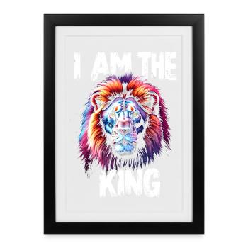 I am the King Löwe - Affiche encadrée (27 × 37 cm) - noir - Devant
